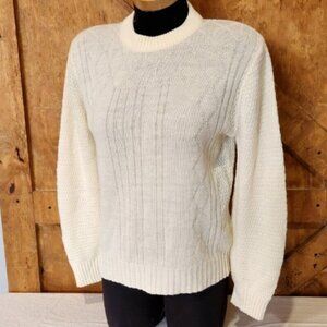 Vintage 1980s Beeline Fashions Long Sleeve Knit Top Cream Colored Size Small